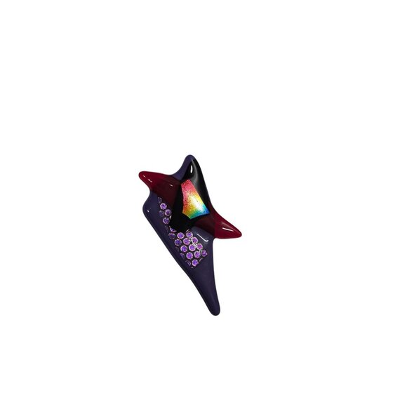 Handcrafted Dichroic Glass Abstract Brooch Pin - Picture 9 of 10